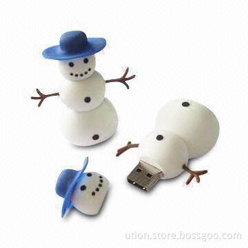 Snowman-shaped Flash Memory Stick with Up to 32GB Capacity, USB 2.0 Interface